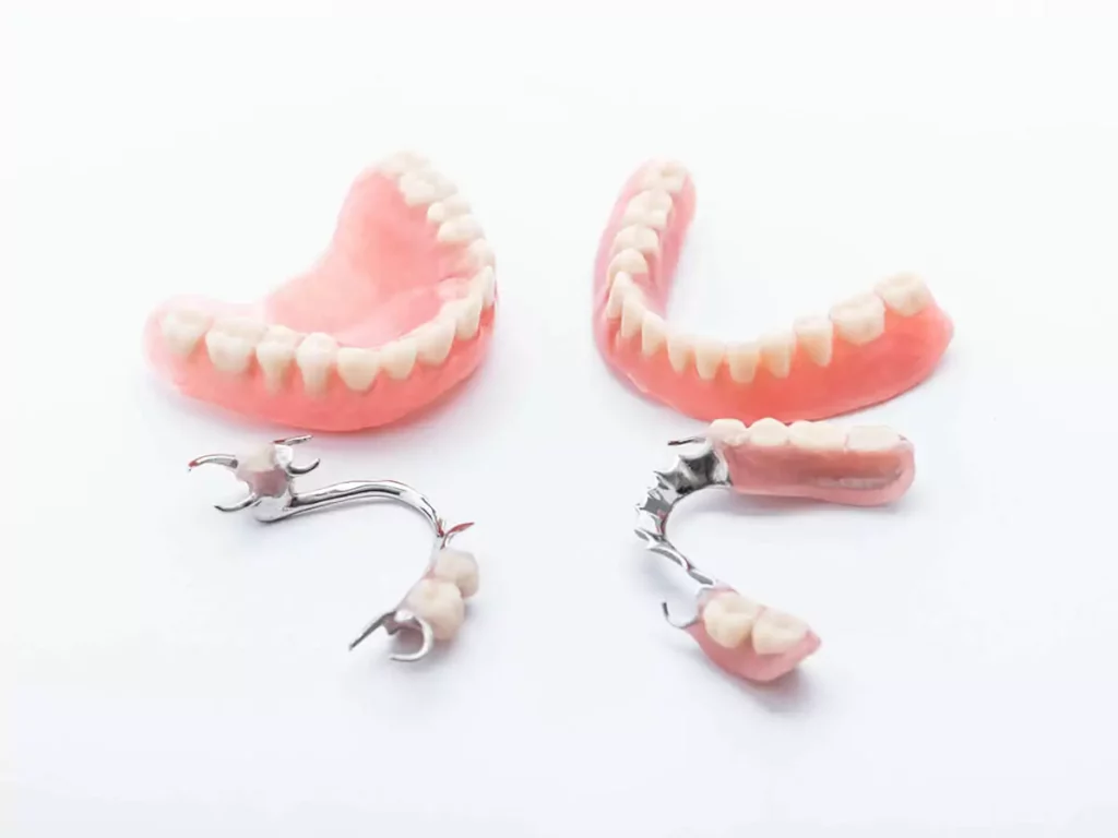 different styles of dentures placed next to each other